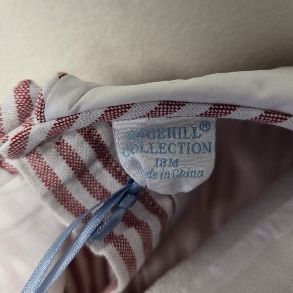 Edgehill Collection The Broke Brooke Jensen Woven Stripe Romper Red 18M - Picture 4 of 8